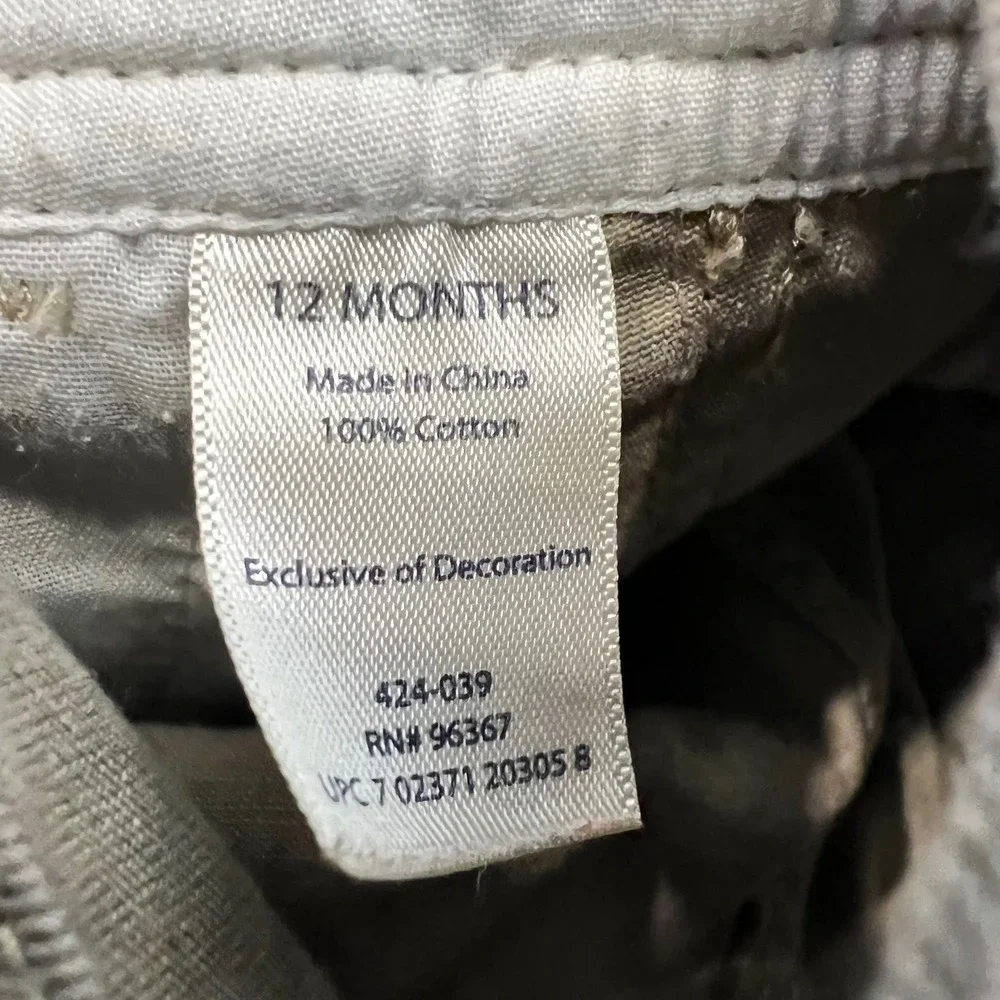 Vintage OshKosh B'gosh Paw Camo Print Overalls 12M Y2K Baby Dungarees Earth Tone
